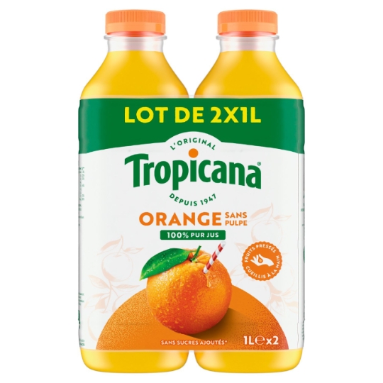 Jus d'Orange Pressée Sans Pulpe Pur Jus TROPICANA
