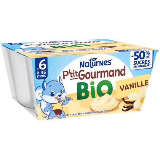 Dessert lacté bébé dès 6 mois Vanille Bio P'tit Gourmand NESTLE NESTLE