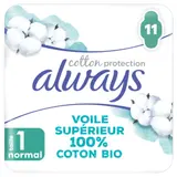 Serviettes Hygiéniques avec Ailettes Normal Taille 1 Coton Bio ALWAYS