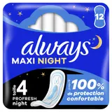 Serviettes Hygiéniques sans Ailettes Maxi Night Profresh ALWAYS
