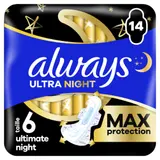 Serviettes Hygiéniques avec Ailettes Nuit Taille 6 Ultimate Night ALWAYS