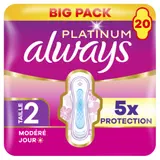 Serviettes Hygiéniques avec Ailettes Flux Modéré Taille 2 Platinum ALWAYS