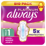 Serviettes Hygiéniques avec Ailettes Flux Léger à Modéré Taille 1 Platinum ALWAYS