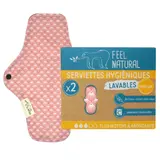Serviettes Hygiéniques Taille Medium Flux Moyen à Abondant Lavable Coton FEEL NATURAL