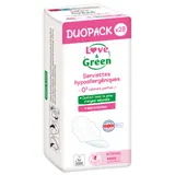 Serviettes Hygiéniques Hypoallergéniques avec Aillettes Flux Abondant Extra Fine Ultra Absorbante LOVE AND GREEN