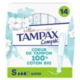 Tampons avec Applicateur Coton Bio Super Compak TAMPAX