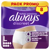 Culottes pour Fuites Urinaires Taille L Couleur Blanche ALWAYS DISCREET