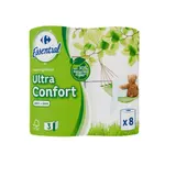 papier toilette 3 plis avec minimum 30% de fibres recyclées Ultra Confort CARREFOUR ESSENTIAL