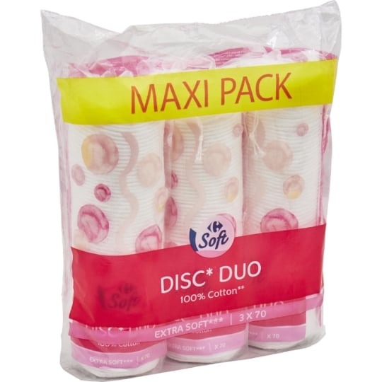 Cotons à Démaquiller Disques Duo Face CARREFOUR SOFT