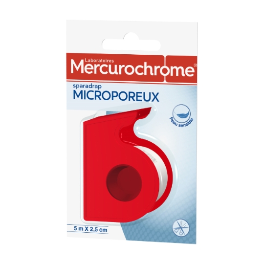 Sparadrap Microporeux Microaéré Peau Sensible 5mX2,5cm MERCUROCHROME