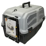 Panier De Transport Pour Chien L55xl36xH35cm Plastique Métal Gris Noir AIME AIME