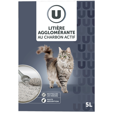 Litière agglomérante au charbon actif, 5L