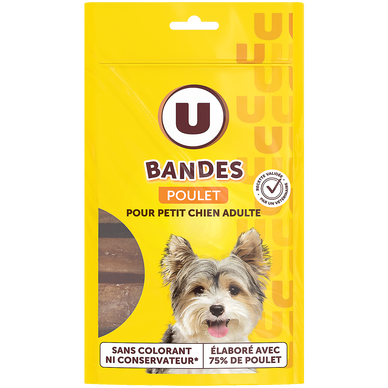 Friandises Bandes de poulet pour mini chien 80g