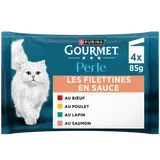 Sachets fraîcheur pour chat PERLE Les Filettines en Sauce GOURMET - 4x85g