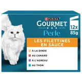 Sachets fraîcheur pour chat PERLE Les Filettines en Sauce GOURMET - 12x85g