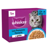 Sachets fraîcheur chat Les Poissons favoris en gelée 4 variétés WHISKAS - 12x85g
