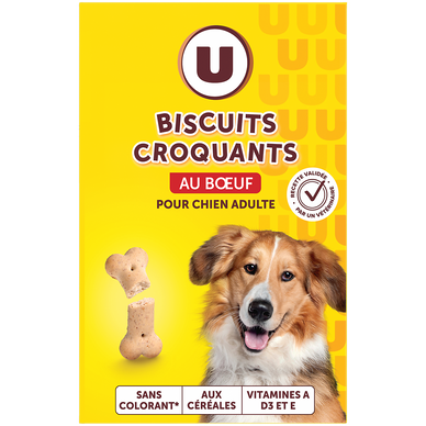 Friandises Biscuits croquants pour chien boeuf/céréales/calcium 500g