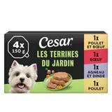 Pâtée pour chien poulet, boeuf, agneau, dinde Les Terrines Du Jardin CESAR - 4x150g