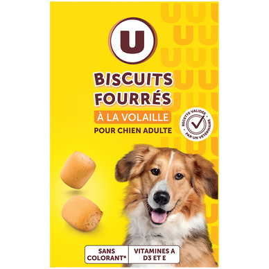 Friandises Biscuits pour chien adulte fourrés à la volaille - Paquet de 500g