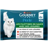 Sachets fraîcheur pour chat PERLE Les Filettines Légumes GOURMET - 4x85g