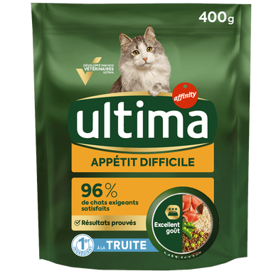 Croquettes pour chat à l'appétit difficile ULTIMA, 400g