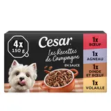 Barquettes pour chien Les recettes de campagne en sauce CESAR - 4x150g