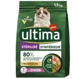 Croquettes pour chats stérilisés d'intérieur ULTIMA, 1,5kg