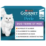 Sachets fraîcheur chat Perle Duo Terre & Mer 4 variétés GOURMET - 12x85g