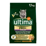 Croquettes Chat Stérilisé Pro+ Adulte Poulet ULTIMA, 1,1 kg