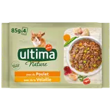 Sachets fraîcheur pour chat au poulet et à la volaille ULTIMA NATURE,4X85g