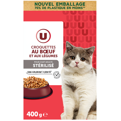 Croquettes pour chat stérilisé au boeuf & aux légumes 400g