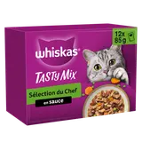 Sachets fraîcheur pour chat Tasty Mix Sélection du Chef en sauce WHISKAS -12x85g