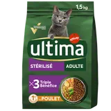 Croquettes pour chat stérilisé au poulet ULTIMA, 1,5kg