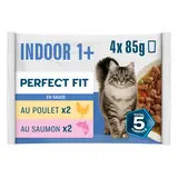Sachets fraîcheur chat stérilisé d'intérieur poulet saumon en sauce PERFECT FIT -4x85g