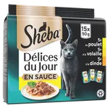 Sachets fraîcheur chat Délices du Jour à la volaille en sauce SHEBA -15x50g