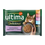 Sachets fraîcheur pour chats stérilisés Bouchées poulet/dinde/saumon&truite ULTIMA - 4x85g
