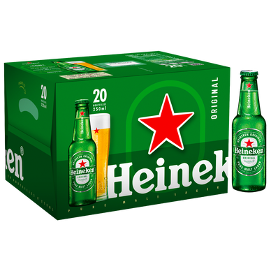 Bière blonde HEINEKEN, 5°, 20 bouteilles de 25cl