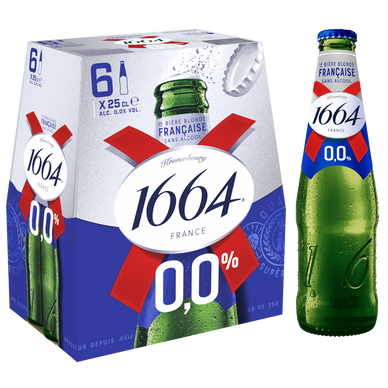 Bière blonde sans alcool 1664, 0,0° - Bouteilles 6x25cl