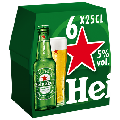 Bière blonde HEINEKEN, 5° 6x25cl