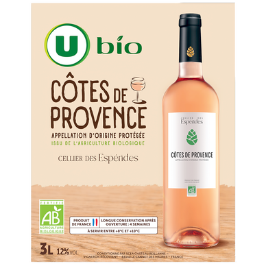 Côtes de Provence AOP rosé Cellier des Esperides U bio bib 3 litres