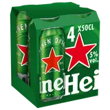 Bière blonde HEINEKEN, 5°, pack boîtes alu 4x50cl