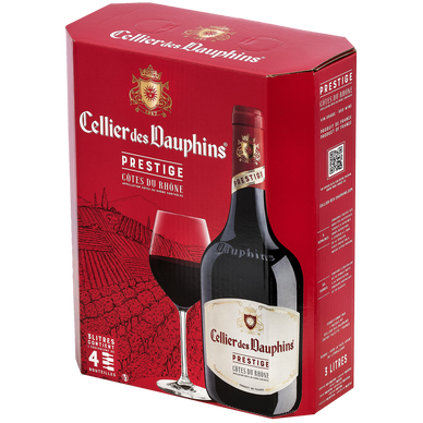 Vin rouge AOP Côtes du Rhône CELLIER DES DAUPHINS, fontaine à vin de 3l