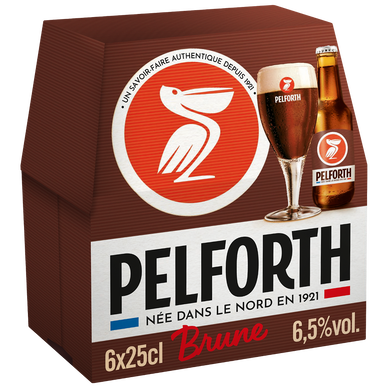 Bière brune PELFORTH, 6,5°, 6 bouteilles de 25cl