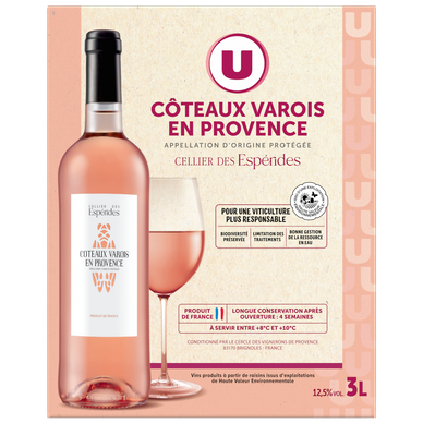 Vin rosé AOP Coteaux du Varois Provence Celliers Des Espéridesfontaine à vin, 3L
