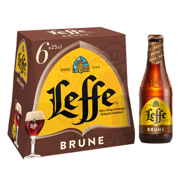Bière brune LEFFE, 6,5° - bouteille 6x25cl