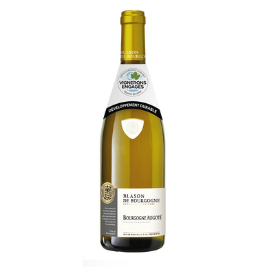 Vin Bourgogne aligoté AOP blanc, blasons de Bourgogne , bouteille de 75cl
