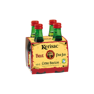 Cidre brut Guillet KERISAC, 5°, pack de 4 bouteilles de 25cl