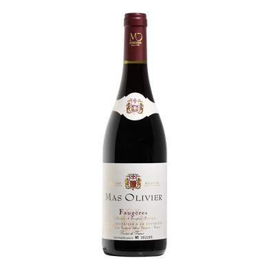 Vin rouge AOP Faugères Mas Olivier grande réserve fut sur chêne, 75cl