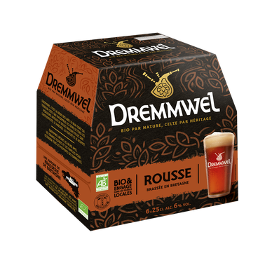 Bière rousse BIO, 6°, DREMMWEL, Pack 6 bouteilles de 25cl