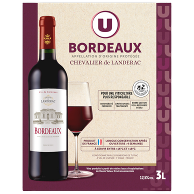 Bordeaux AOP rouge Chevalier de Landérac fontaine à vin 3L